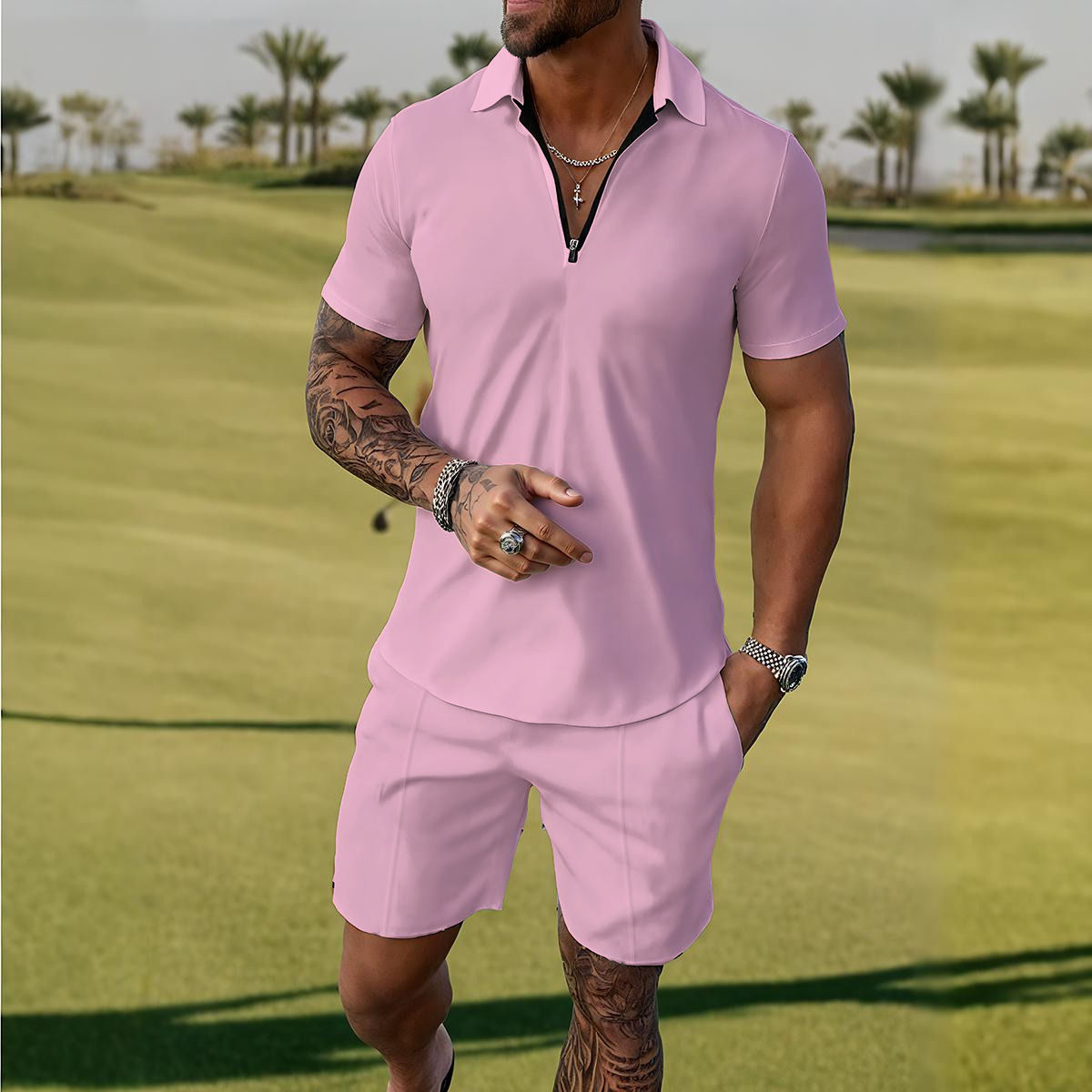 All-Over Print Men's Polo Sportswear Set