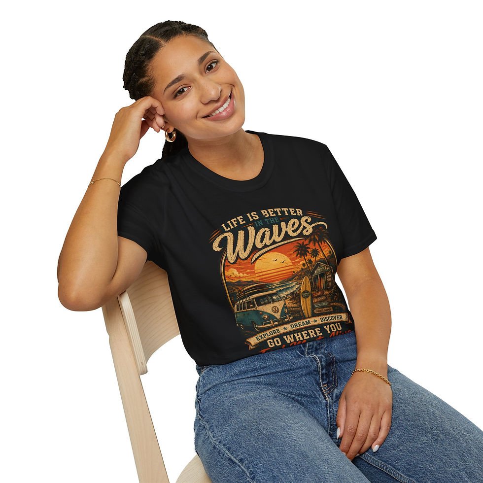 Thumbnail: Life Is Better in the Waves T‑Shirt — Vintage Surf Sunset Tee
