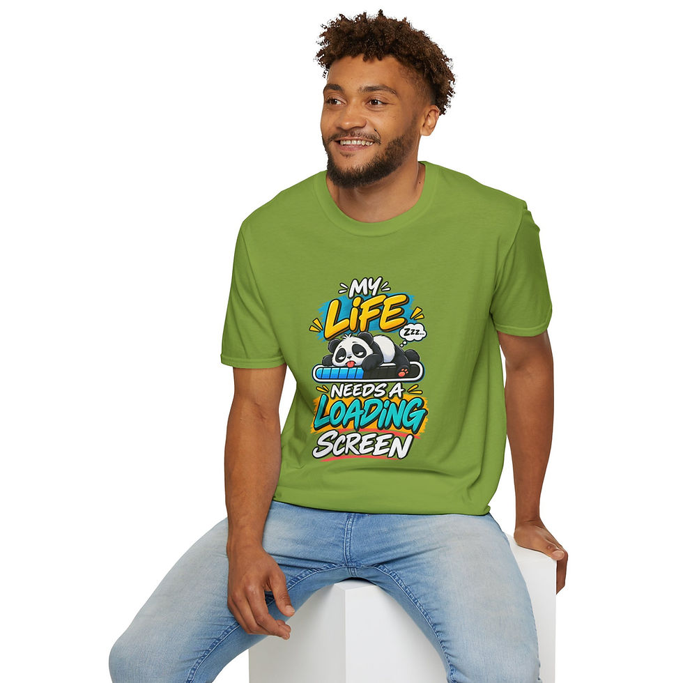 Thumbnail: T-Shirt — “My Life Needs a Loading Screen” Cute Sleepy Panda Graphic Tee