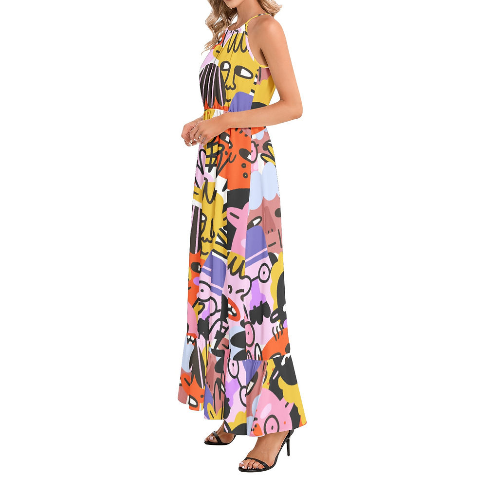 Thumbnail: Ruffle Hem Halter Neck Maxi Dress