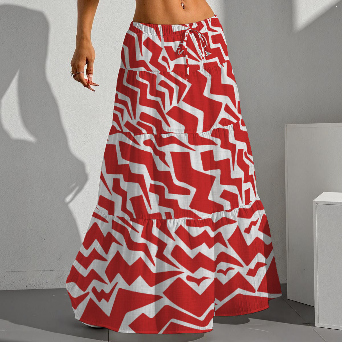 All-Over Print Women's Pleated Long Skirt