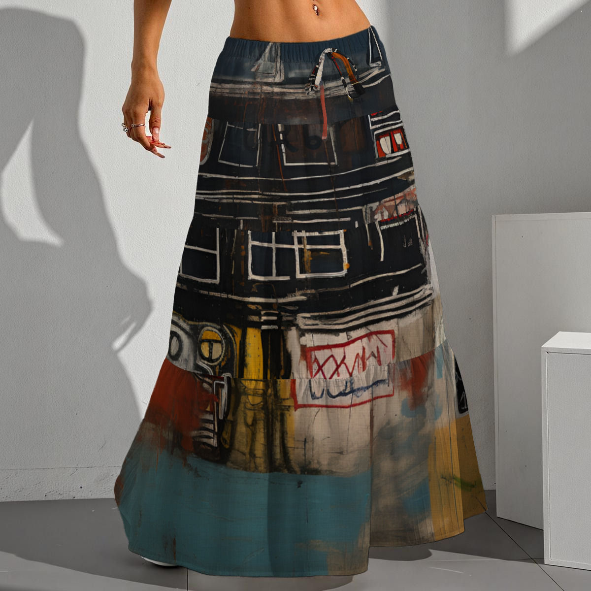 All-Over Print Women's Pleated Long Skirt