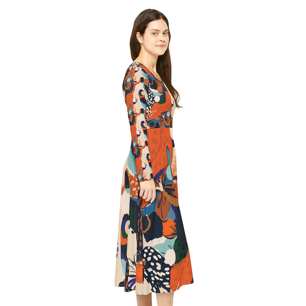 Thumbnail: Women's Long Sleeve Dance Dress (AOP)