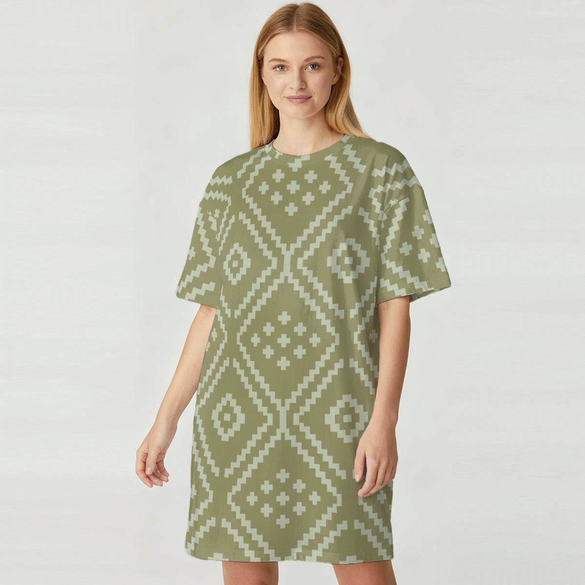 All-Over Print Women's Loose Fit T-Shirt Dress|180GSM Cotton