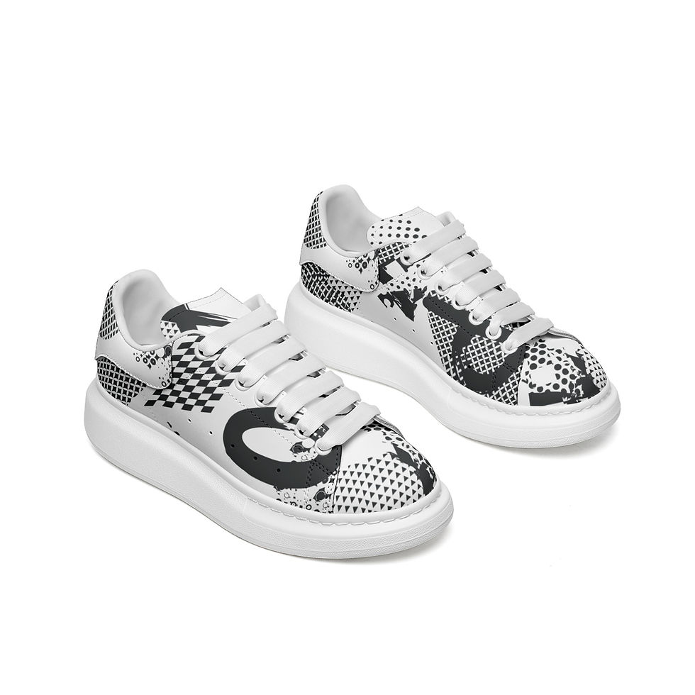 Thumbnail: Unisex Non Slip Lace Up Faux Leather Sneakers