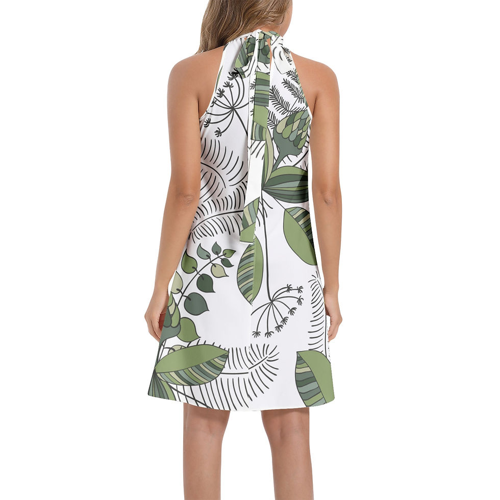 Thumbnail: Tie Back Halter Neck Flared Dress