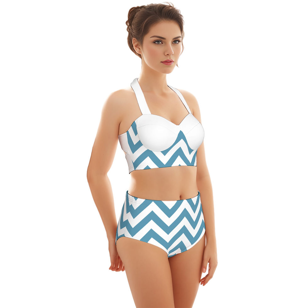 Thumbnail: All-Over Print Women's Swimsuit Set With Halter