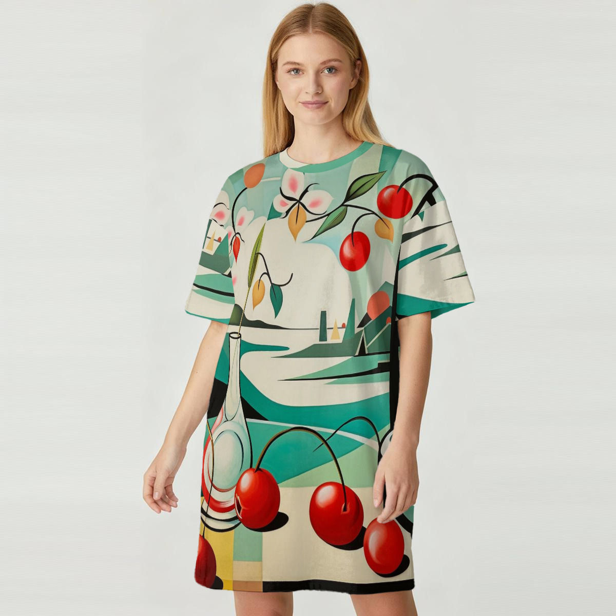 All-Over Print Women's Loose Fit T-Shirt Dress|180GSM Cotton