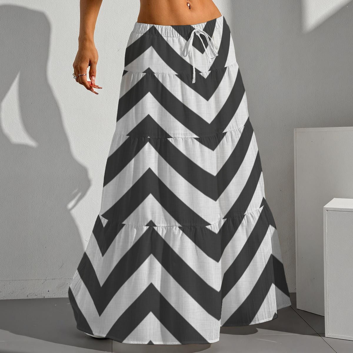All-Over Print Women's Pleated Long Skirt