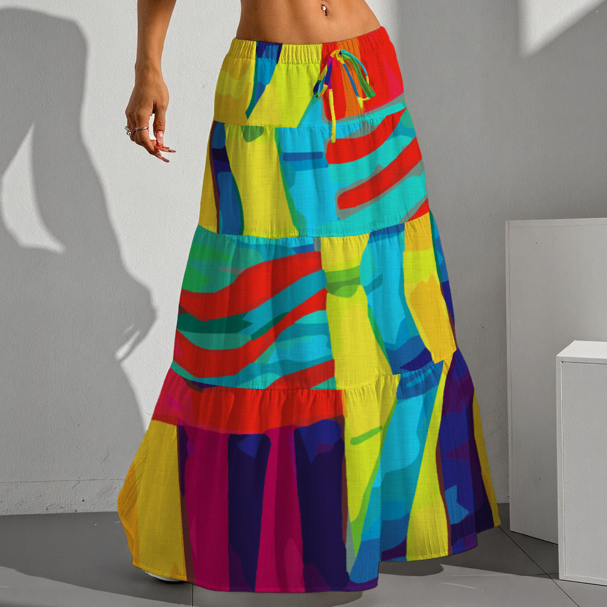 All-Over Print Women's Pleated Long Skirt