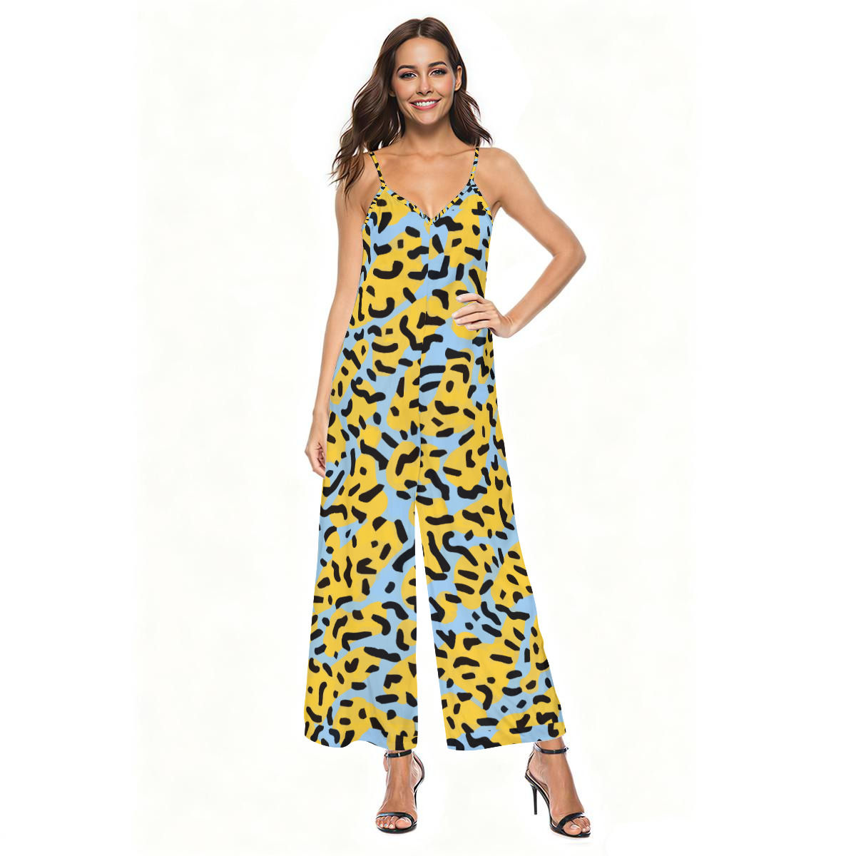 All-Over Print Women's satin suspender jumpsuit