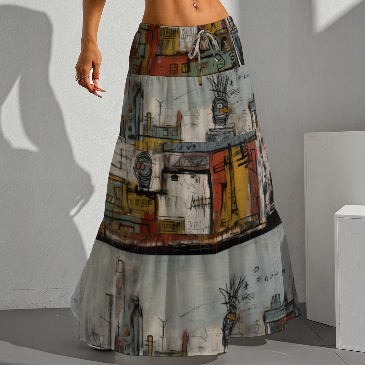 All-Over Print Women's Pleated Long Skirt