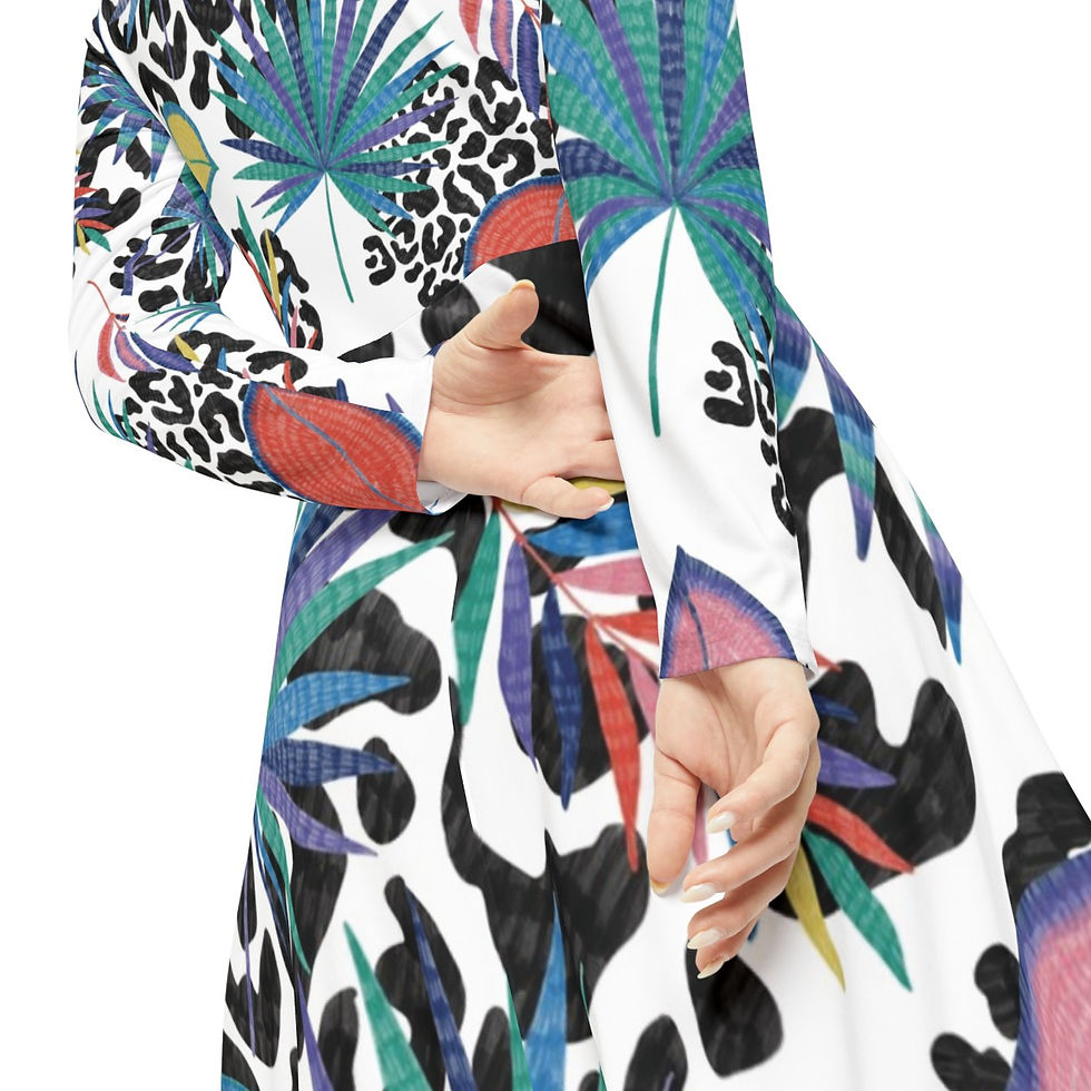 Thumbnail: Women's Long Sleeve Dance Dress (AOP)