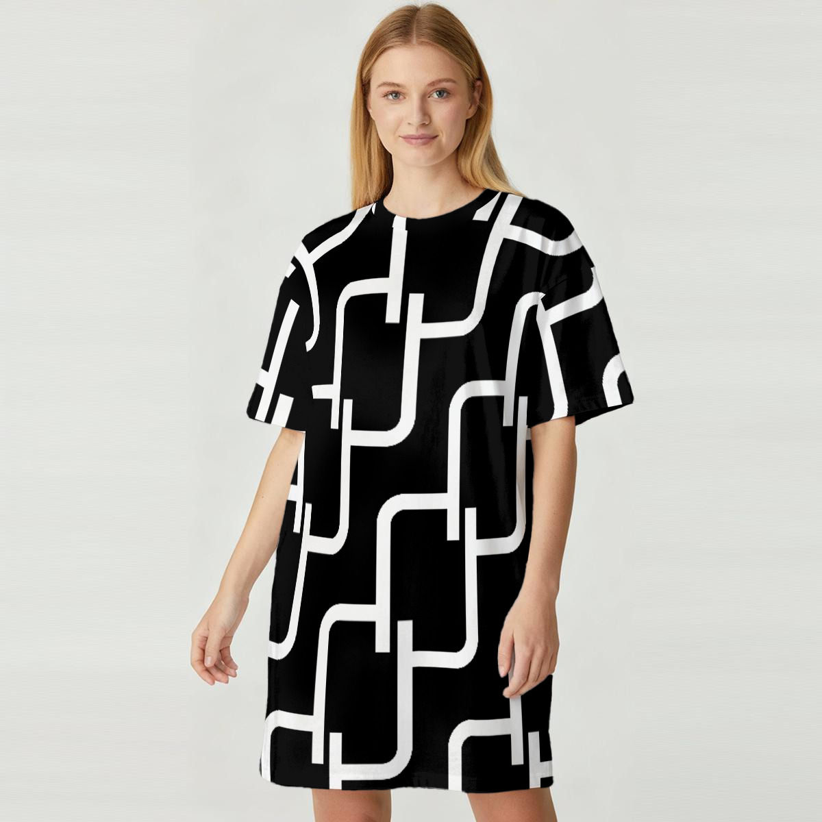All-Over Print Women's Loose Fit T-Shirt Dress|180GSM Cotton