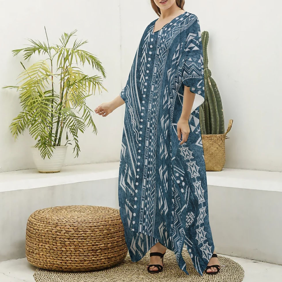 Thumbnail: All-Over Print Women's Imitation Silk V-neck Kaftan Robe