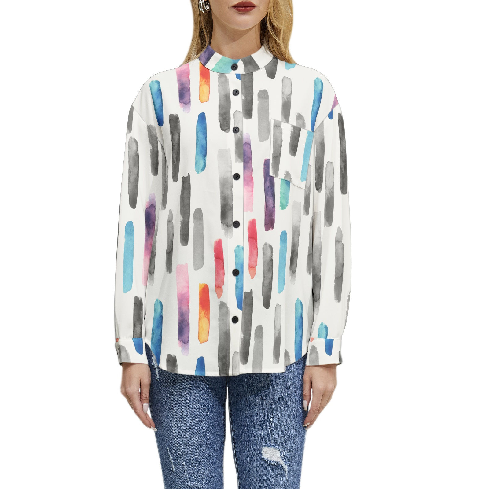 Long Sleeve Button Up Casual Shirt Top