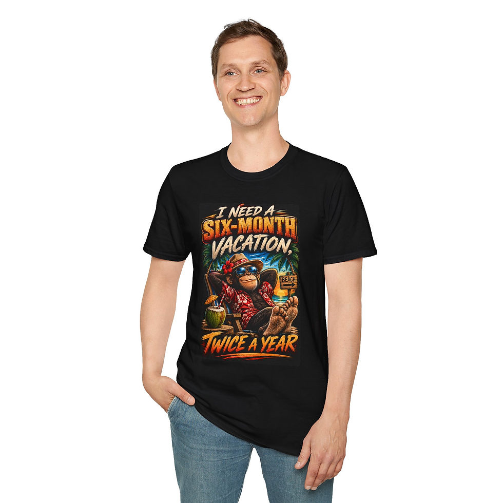 Thumbnail: I Need a Six-Month Vacation T-Shirt — Funny Tropical Monkey Vacation Tee