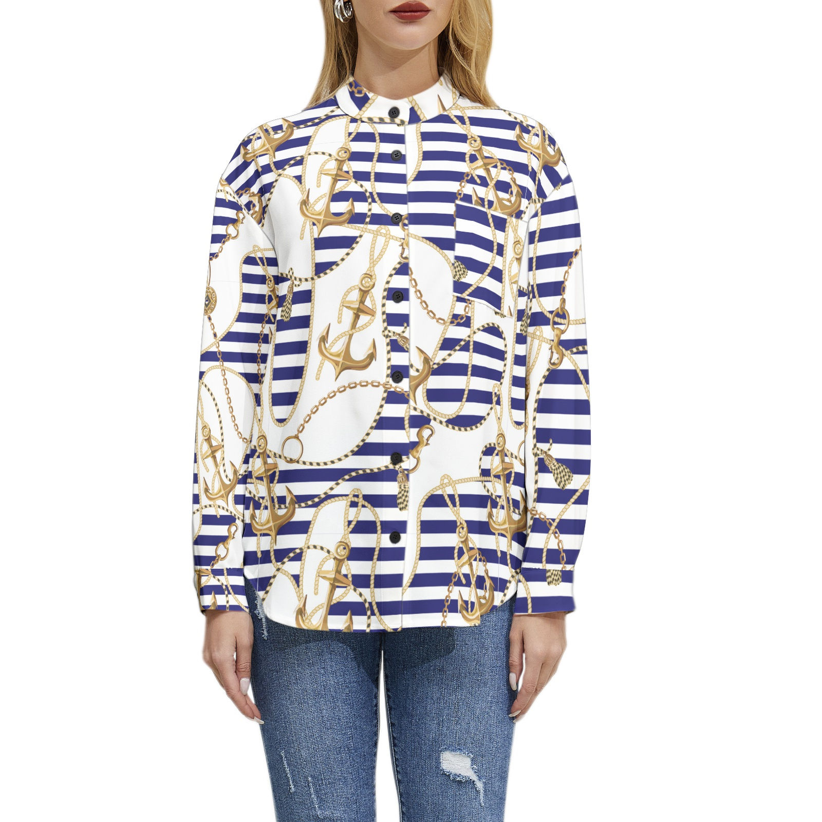 Long Sleeve Button Up Casual Shirt Top