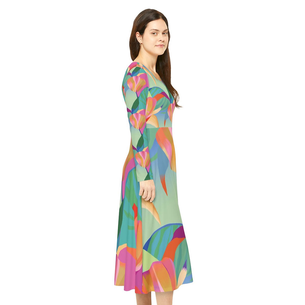 Thumbnail: Women's Long Sleeve Dance Dress (AOP)