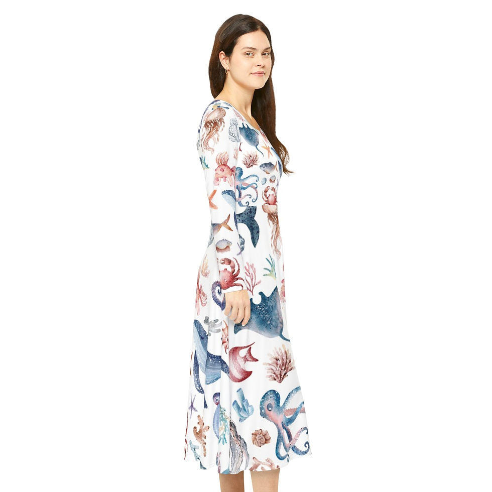 Thumbnail: Women's Long Sleeve Dance Dress (AOP)