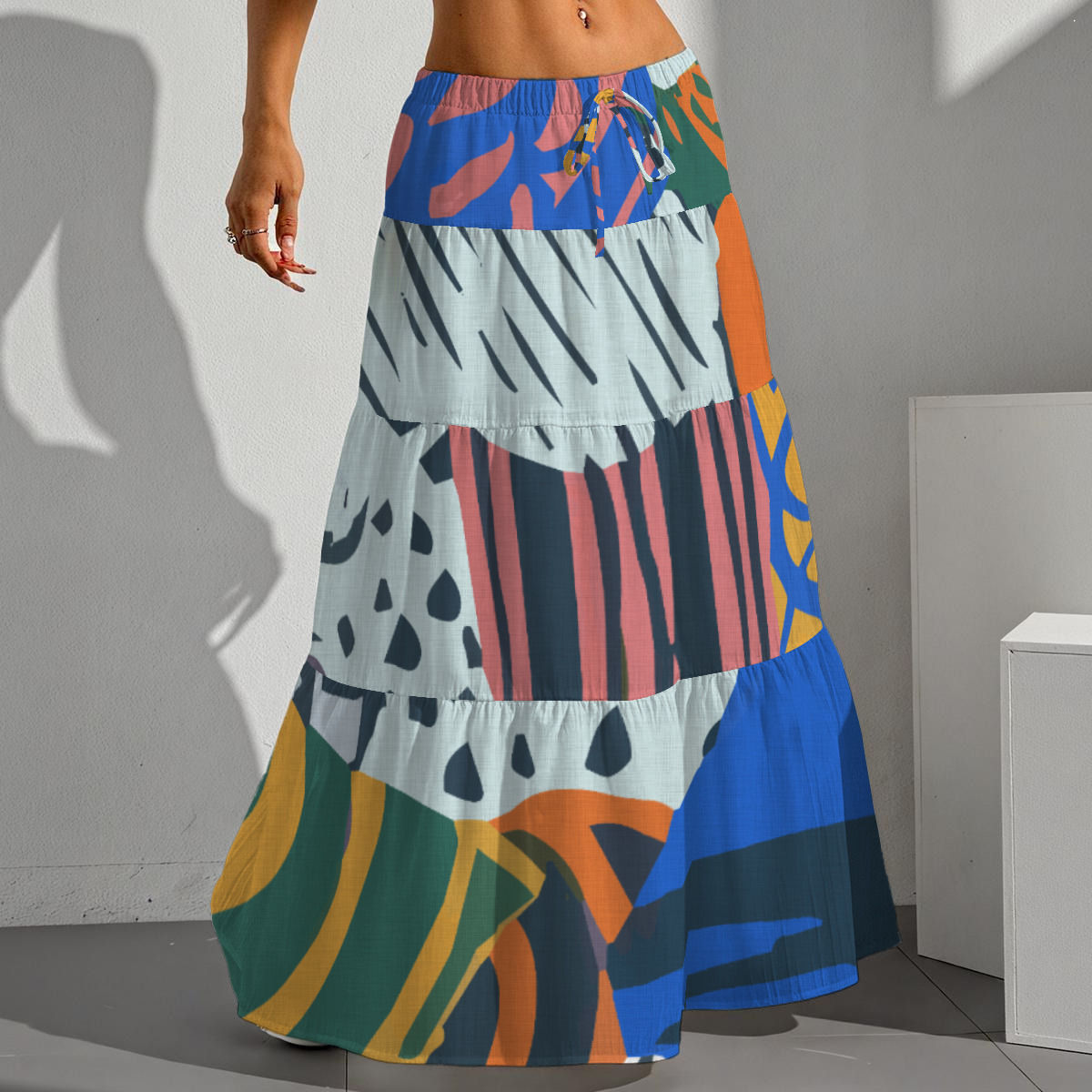 All-Over Print Women's Pleated Long Skirt
