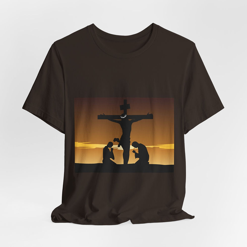Thumbnail: Christian Crucifixion Scene T-Shirt – Prayerful Sunset Faith Tee