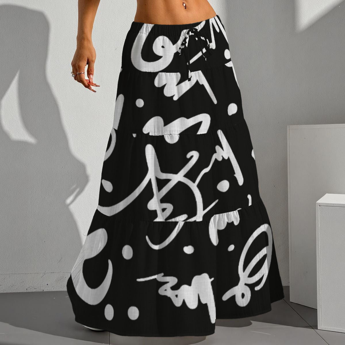 All-Over Print Women's Pleated Long Skirt