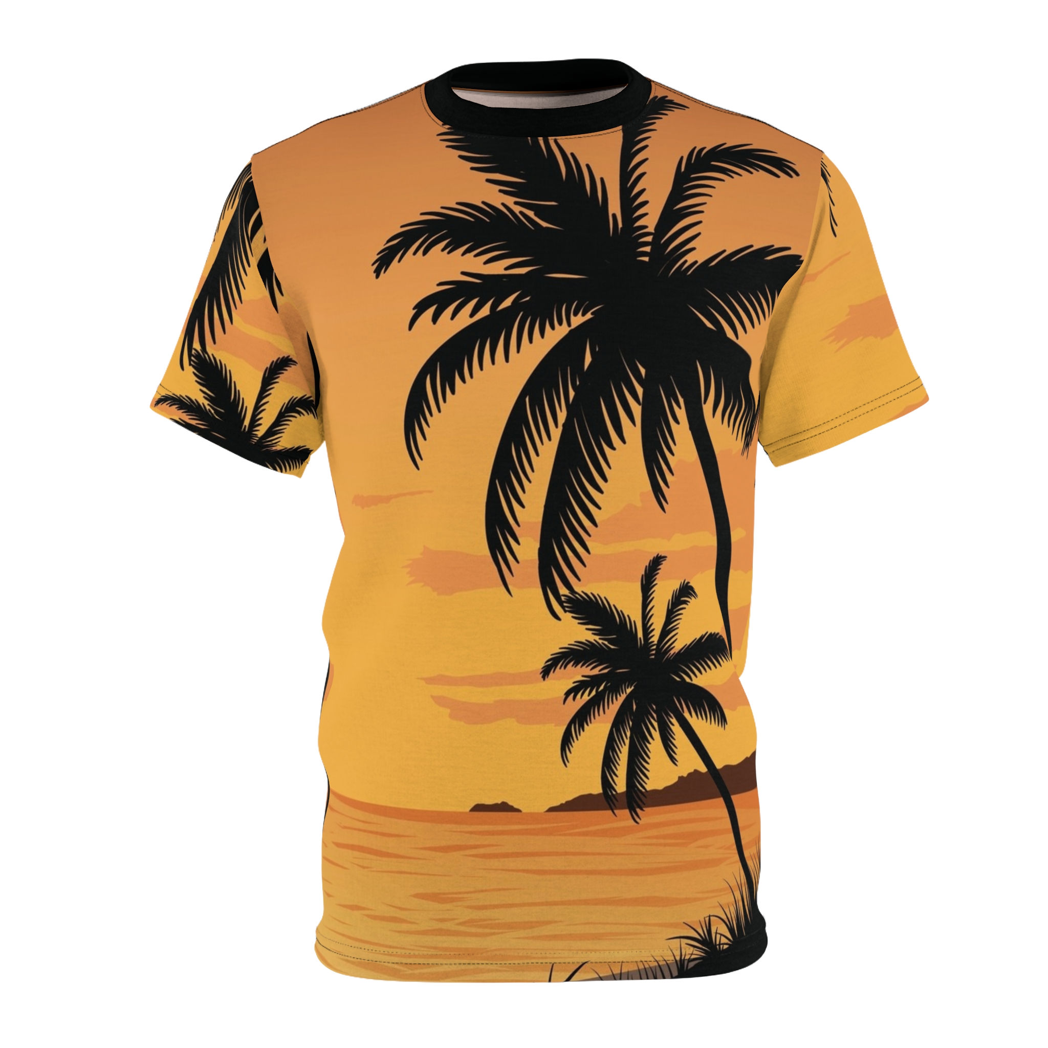 Palm Sunset Tee - Tropical Beach All-Over Print T-Shirt