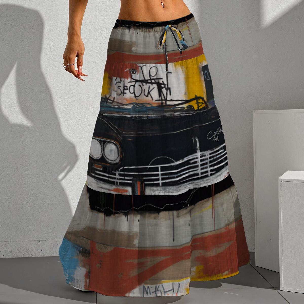 All-Over Print Women's Pleated Long Skirt