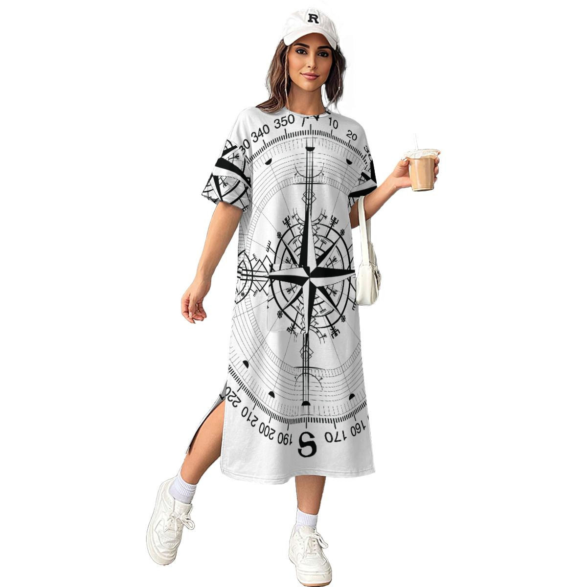 All-Over Print Women's Midi T-Shirt Dress|180GSM Cotton