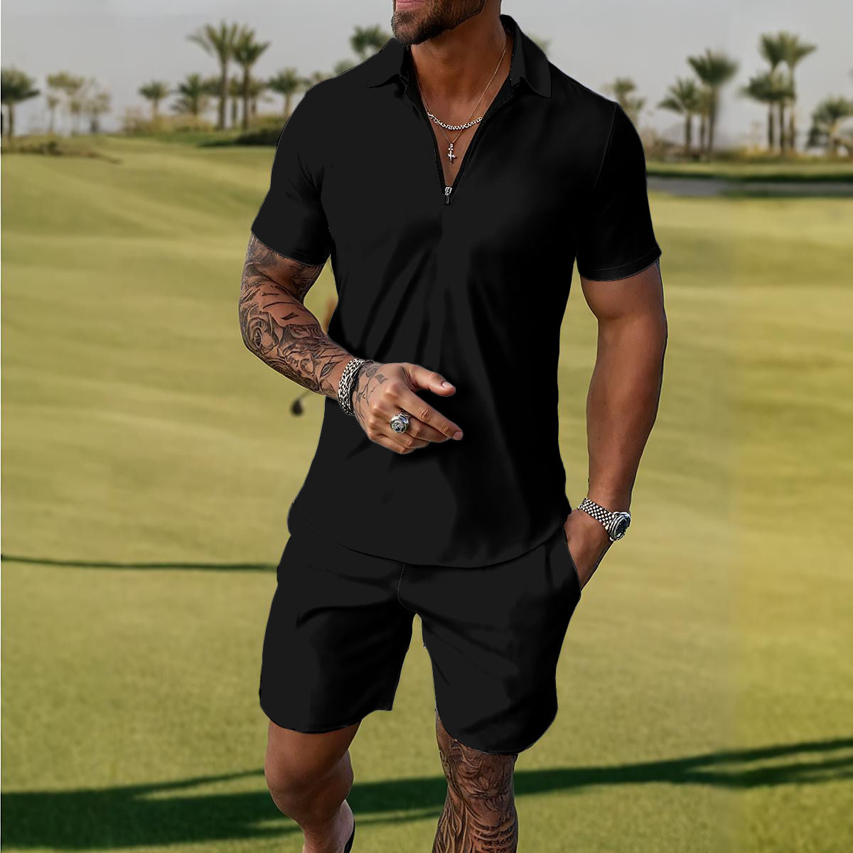All-Over Print Men's Polo Sportswear Set
