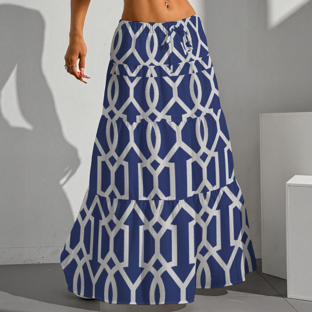 All-Over Print Women's Pleated Long Skirt