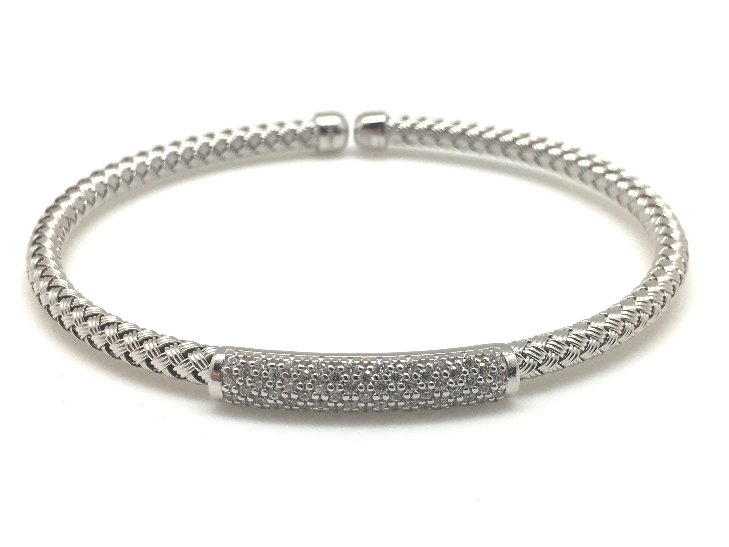 Anna Bella Bar Cuff Bracelet Rhodium