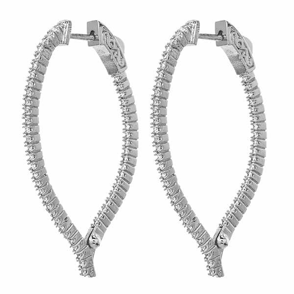 Large CZ Pointed Drop Hoop Fashion Earrings