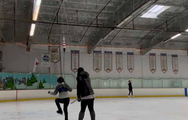 Jeremy learns double Salchow on the harness!