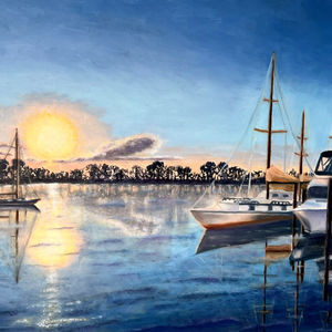 Sunset on a Tranquil Harbor