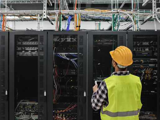 Man working at data center
