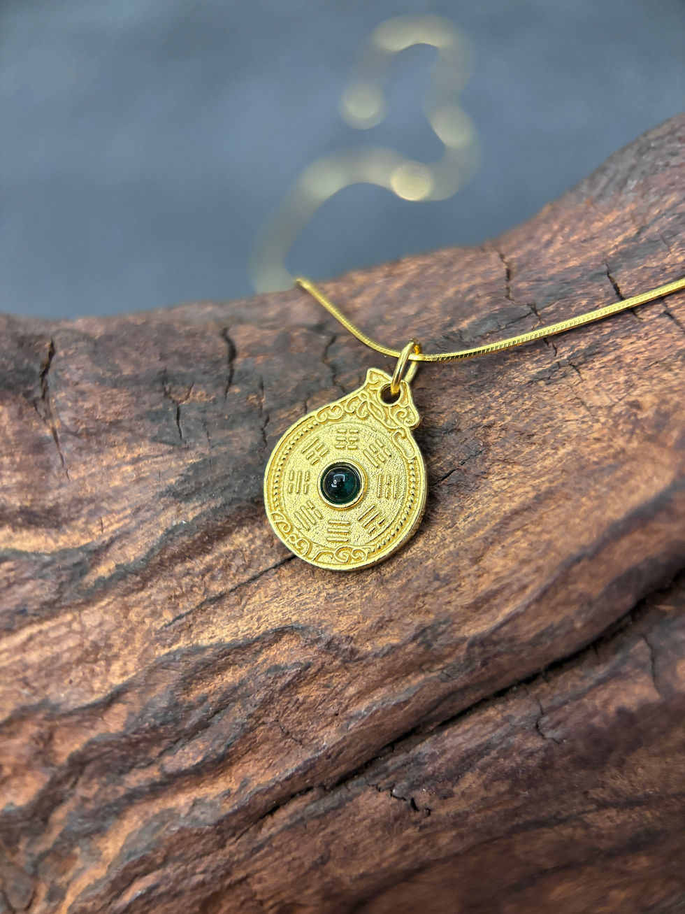 Thumbnail: Conquer the Storm - Gold Plated Double-Sided Silver and Agate Necklace