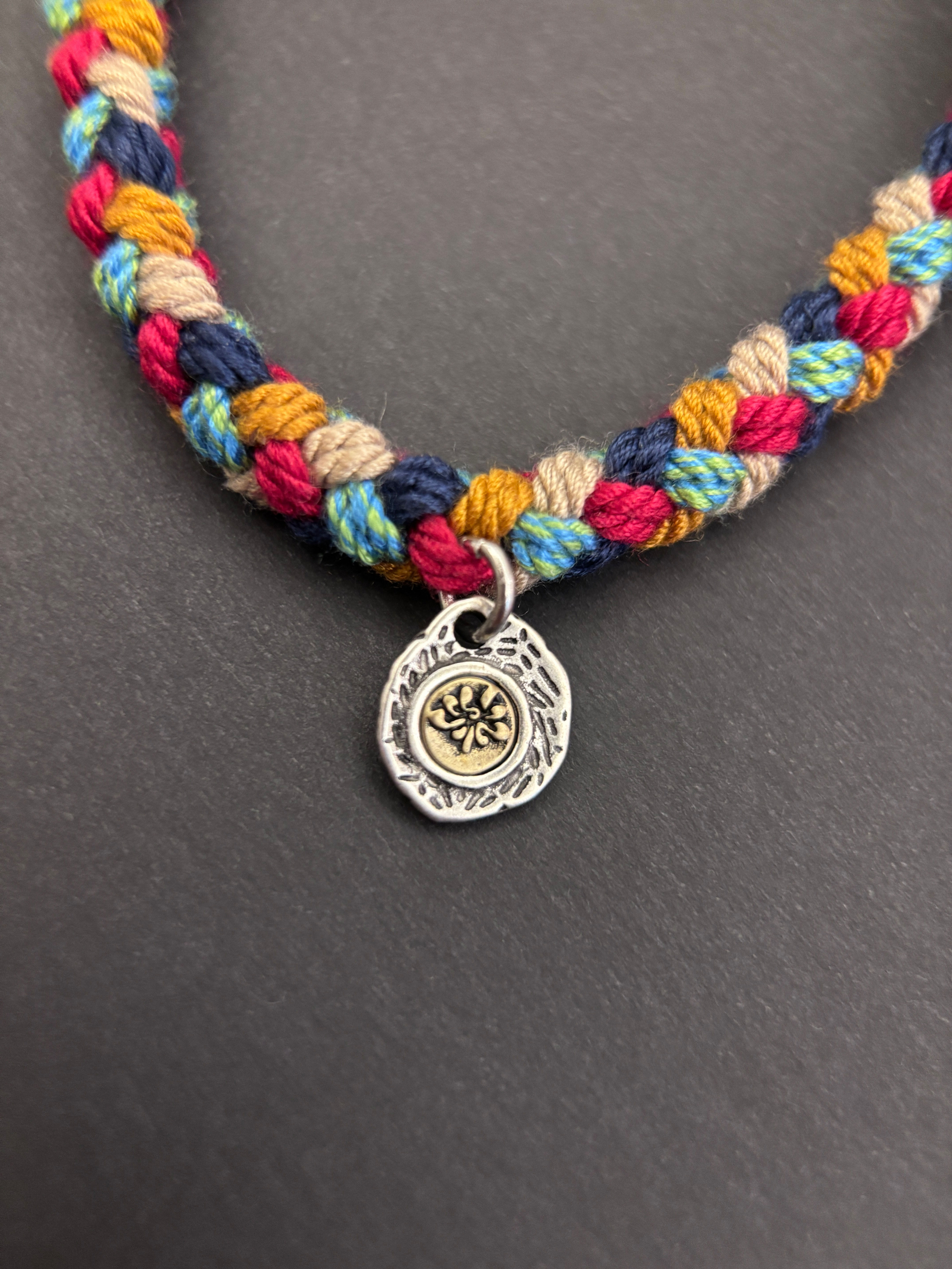 Tranquil Bloom - Silver Lotus Tibetan String Bracelet