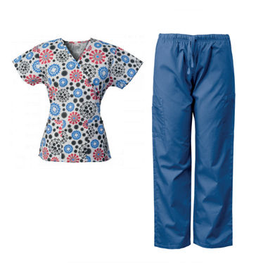Medizinisches Kleidungsset / Scrubs (Gemustert)