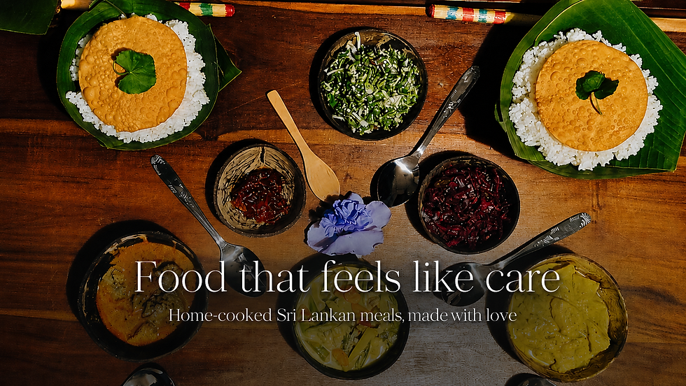 A warm spread of home-cooked Sri Lankan food served with care at NJ House.