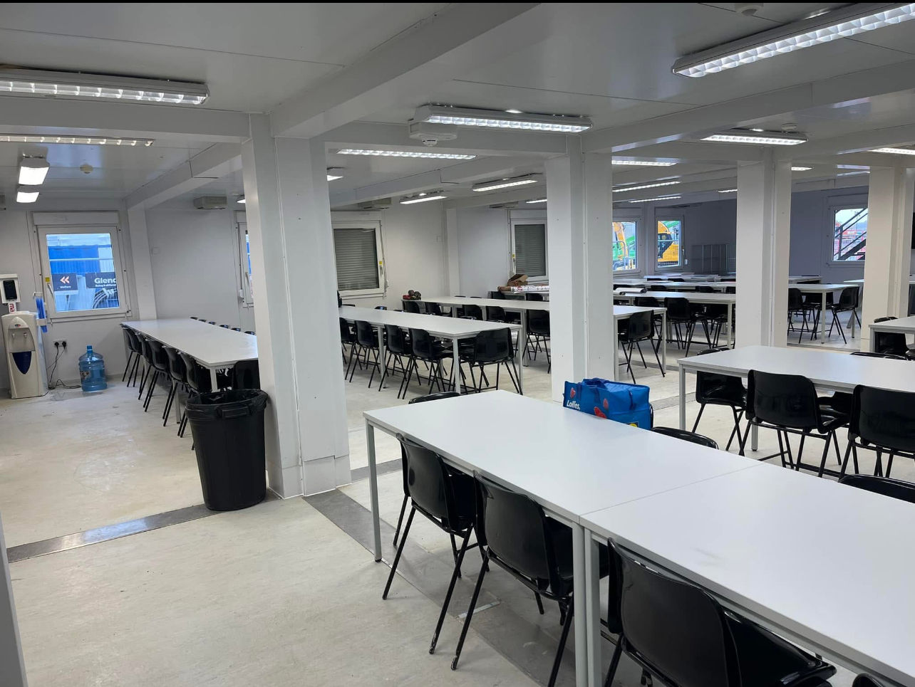Clean and organized canteen area on a construction site