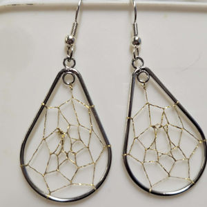 Tear Drop earrings with a dream catcher in the middle