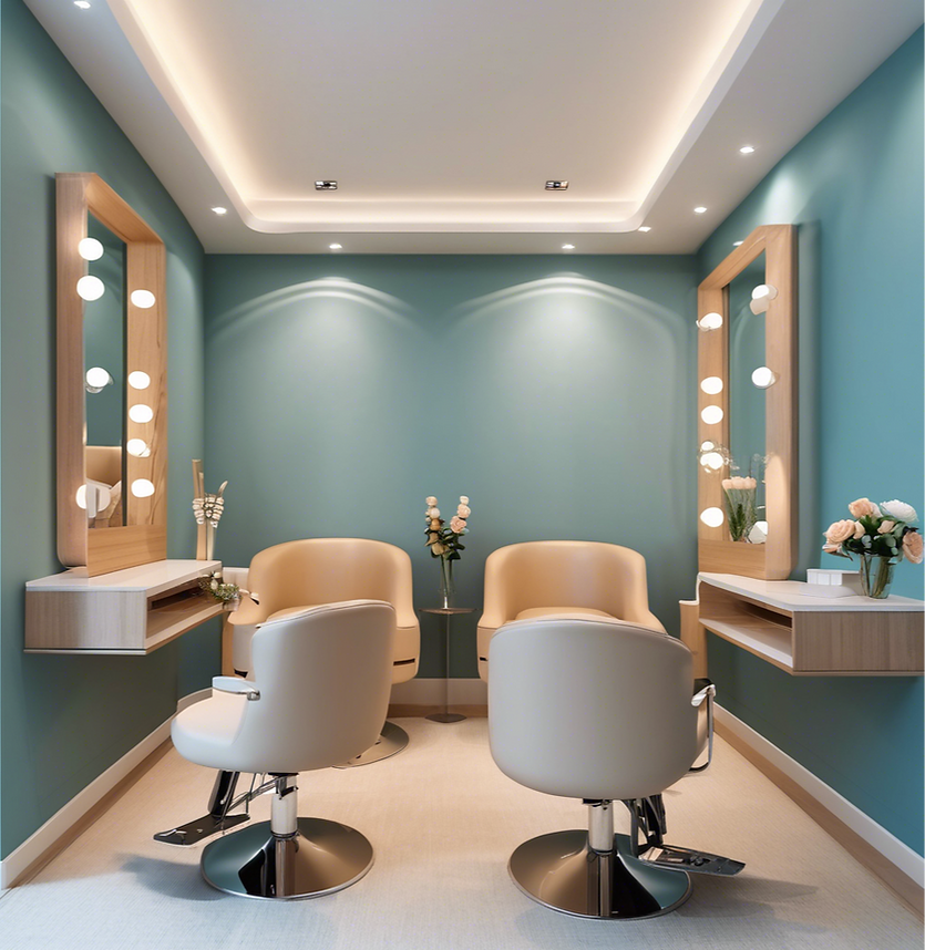 small modern salon with only 2 chairs light blue and tan.png
