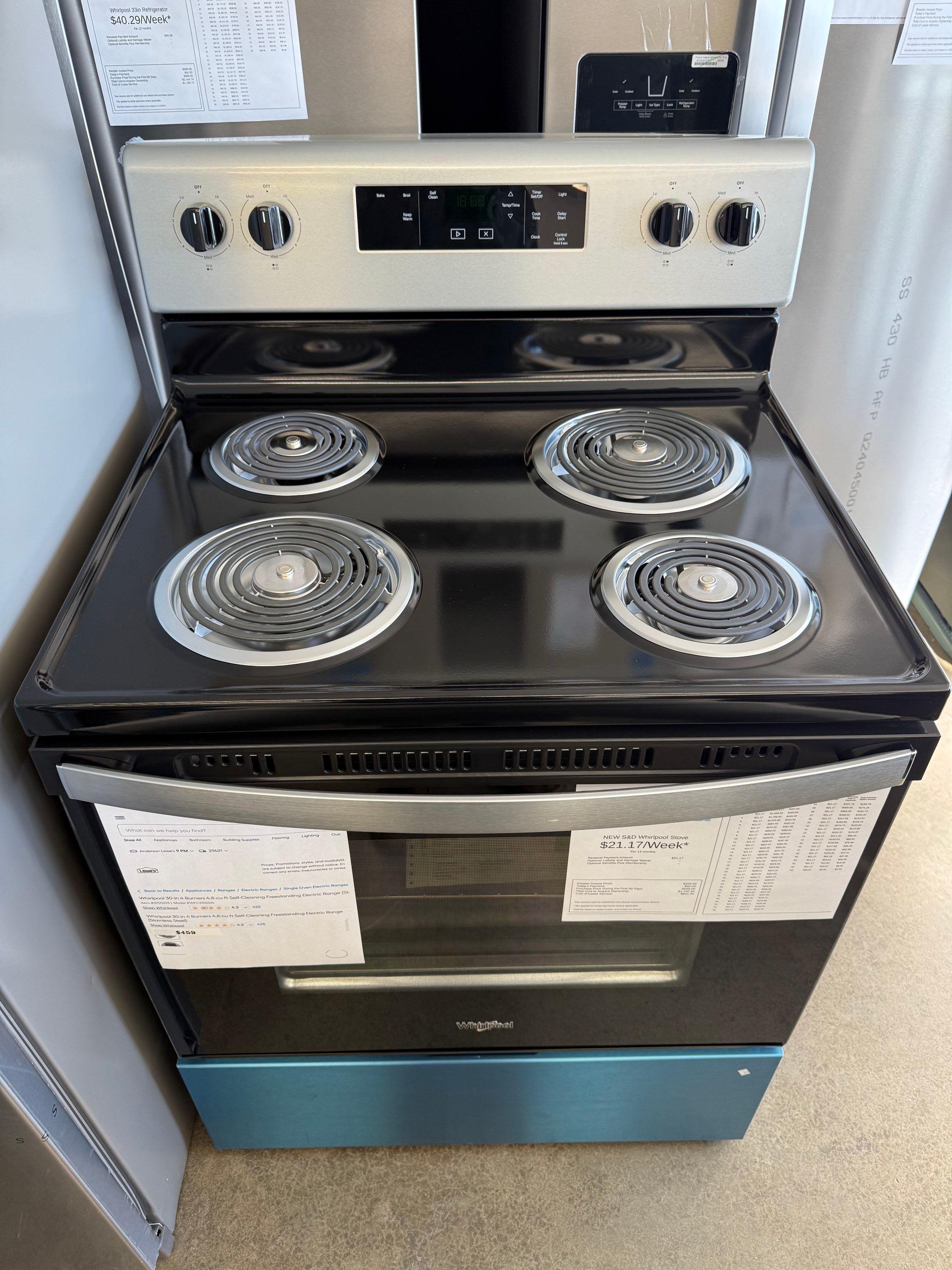 Whirlpool 30-in 4 Burners 4.8-cu ft Self-Cleaning Freestanding Electric Range (S