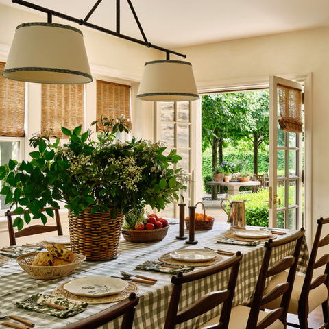 Dining Table with doors opening to outside space