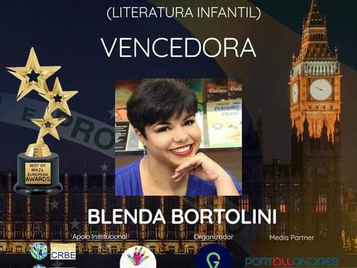 Best of Brazil EUROPEAN AWARDS 2020 tem BLENDA BORTOLINI vencedora da Literatura infantojuvenil