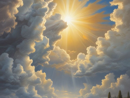 Heavenly clouds with sunshine rays