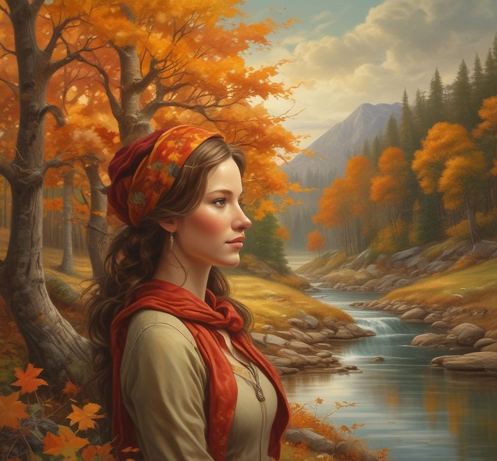 biblical woman autumnal fall cosy background