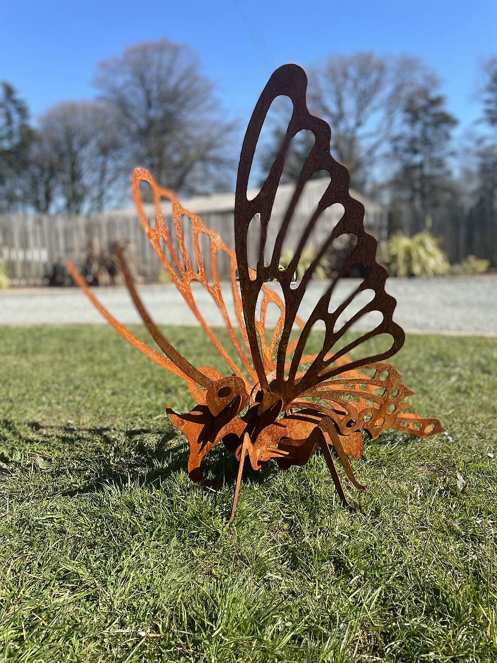 Rusty Metal Butterfly 3D Rustic Garden Sculpture Design Gift